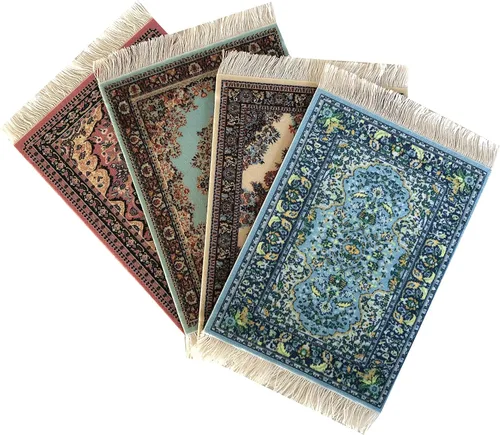 Vista 10 de Juego de 4 alfombras de área para casa de muñecas, accesorios de alfombra en miniatura para casas de muñecas, decoración rectangular de suelo de 6 x