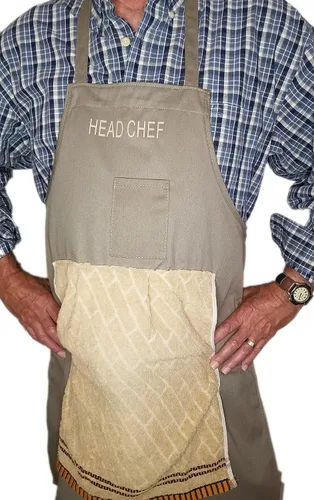 Vista 6 de Delantal de broma Head Chef - Perfecto para papá y fiestas de barbacoa, marrón y bronceado