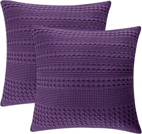 Vista 79 de PHF Fundas de almohada 100% algodón con tejido de gofre de 24 x 24 pulgadas, paquete de 2 fundas cuadradas para decoración elegante del hogar, sin