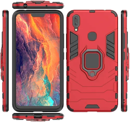 Vista 5 de Compatible con VIVO X21i, soporte de anillo de metal, resistente a prueba de golpes, carcasa de parachoques dura