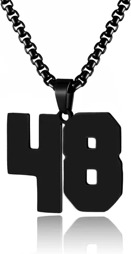 Vista 174 de Collar de Número Dorado para Hombre, Cadena de Acero Inoxidable con Colgante de Número para Atletas, Joyería Deportiva Personalizada para Niños