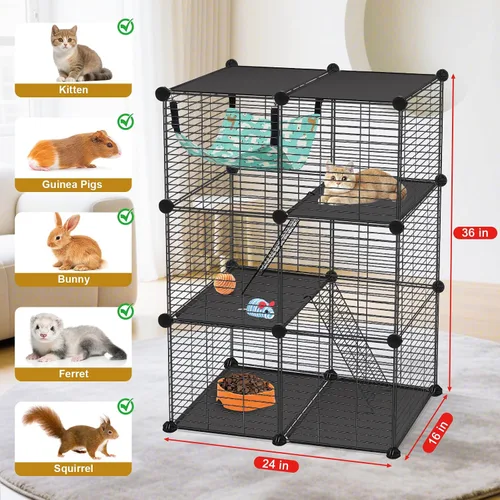 Vista 2 de VISCOO Jaula para gatos (para gatito), recintos para gatos Catio de 3