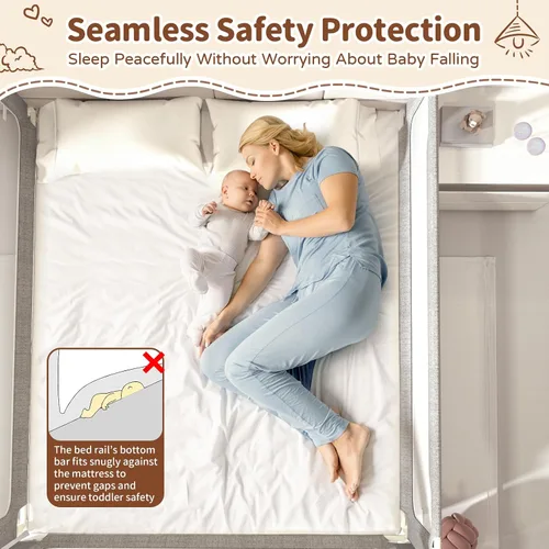 Vista 4 de Riel de cama para niños pequeños, 1 pieza de barandilla de protección de cama ajustable en altura para niños pequeños, rieles de seguridad