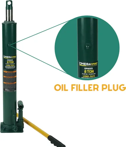 Vista 5 de Omega Pro Gato hidráulico largo Ram - Capacidad de 8 toneladas con base plana para tienda de garaje auto, OP800S