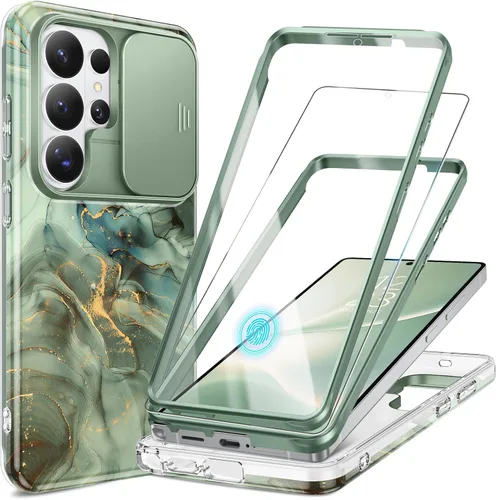 Vista 13 de GVIEWIN para Samsung Galaxy S23 Ultra Funda con cubierta deslizante para cámara, [Protector de pantalla incorporado] [2 Marcos frontales] Funda