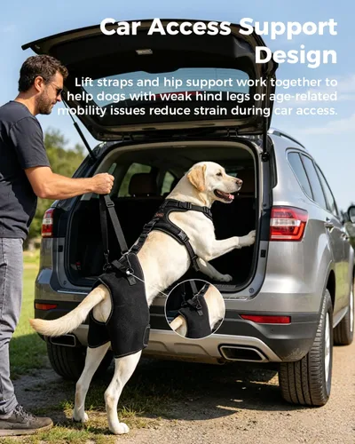 Vista 6 de Soporte de cadera para perro, ajustable, para displasia de cadera, talla L Negro