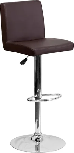Vista 14 de Flash Furniture Taburete de bar contemporáneo de vinilo negro ajustable con panel trasero y base cromada (paquete de 1)