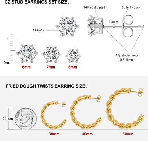 Vista 3 de PICKBEAU 5 Pairs Gold Hoop Earrings for Women 18K Gold Plated Huggie Hoop Earrings Set for Girls Hypoallergenic Cartilage Earrings Lightweight