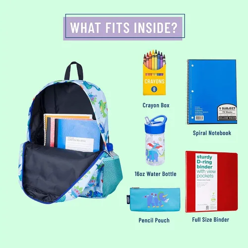 Vista 6 de Wildkin - Mochila infantil de 16 pulgadas con máscara facial (tierra de dinosaurio)