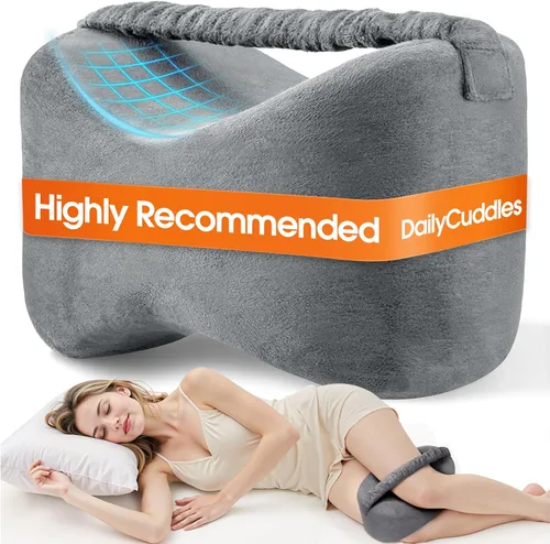 Vista 8 de Almohada de rodilla para personas que duermen de lado con correa, almohada de espuma viscoelástica de apoyo para las piernas para dormir de lado