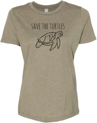 Vista 7 de Cute Women's Screen Printed Crew Neck Tee, Shirts With Sayings, Dusty Blue or Olive