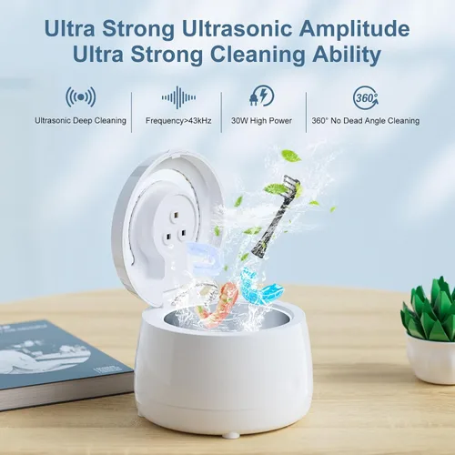 Vista 2 de Limpiador ultrasónico del retenedor, dispositivo de la máquina del limpiador del retenedor sónico de la dentadura para el viaje casero, máquina