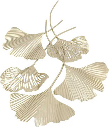 Vista 9 de LIYJTK Arte de pared para decoración de sala de estar, hoja de ginkgo 3D de metal, tamaño grande