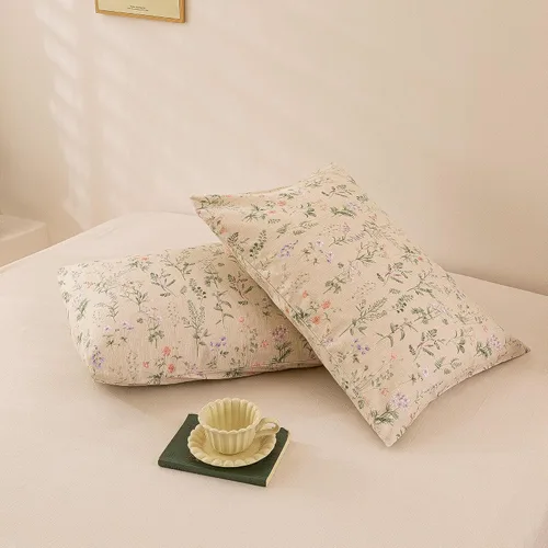 Vista 2 de ECOCOTT Juego de 2 fundas de almohada florales de tamaño estándar, 100% algodón lavado con cierre de sobre, fundas de almohada estampadas de flores