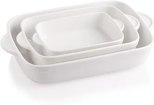 Vista 8 de Sweejar Plato de Cerámica para Hornear, Bandeja Rectangular Pequeña para Hornear con Asas Dobles, 20 Oz para Cocinar, Brownie, Cocina, 6.5 x 4.9 x