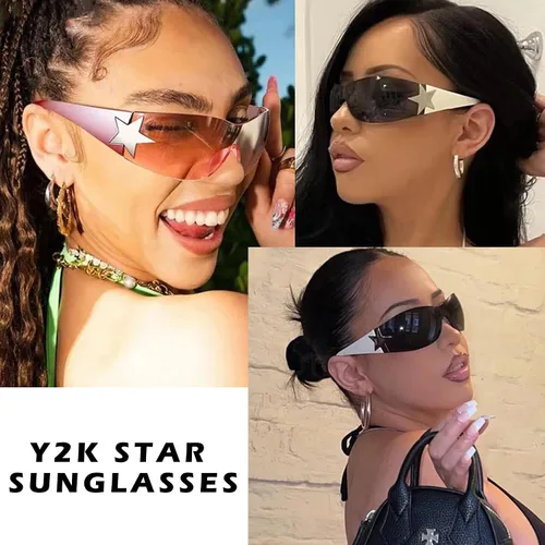 Vista 4 de AZorb Gafas de sol envolventes Y2K sin montura futuristas para mujer