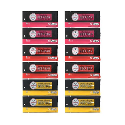 Vista 8 de Aufschnitt Barras de res de chocolate picantes con chocolate oscuro y semillas de chía Certificado Glatt Kosher Sin gluten, sin nitritos, 6