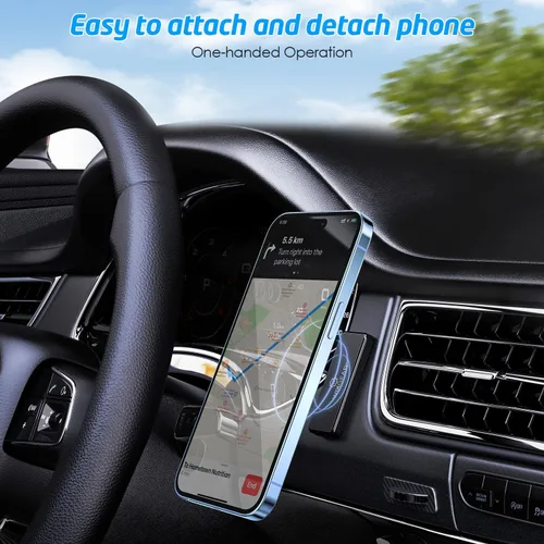 Vista 7 de Soporte de auto para teléfono magnético WizGear, soporte de montaje magnético para tablero de auto, plano rectangular, para teléfonos celulares