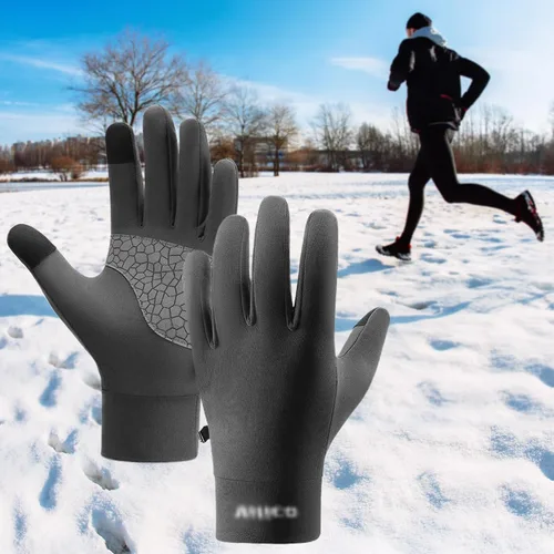 Vista 10 de Guantes de correr para hombres y mujeres, guantes de invierno para pantalla táctil, guantes térmicos ligeros con palma de silicona antideslizante