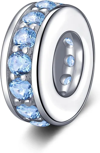 Vista 32 de 925 plata esterlina espaciador encanto grano con CZ transparente para pulseras Pandora Charms