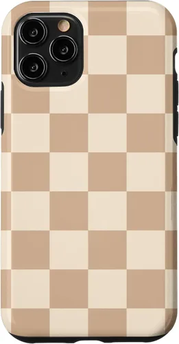 Vista 54 de Funda de tablero de ajedrez marrón beige claro para iPhone 14 Pro
