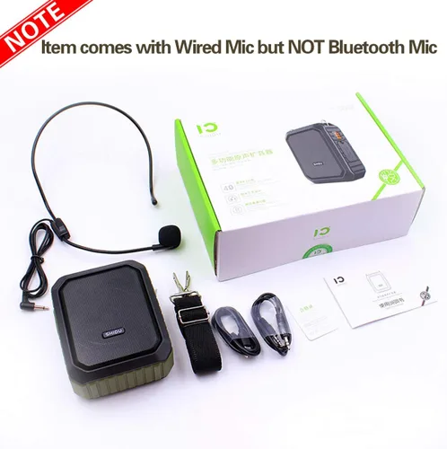 Vista 7 de Amplificador de voz portátil con micrófono con cable de 18 W, amplificador de voz personal Bluetooth, impermeable, grabación para profesores, guía
