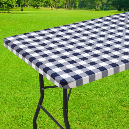 Vista 25 de Smiry Mantel cuadrado de pícnic, manteles de vinilo elásticos impermeables, fundas de mesa de lana cuadriculada con parte trasera de franela