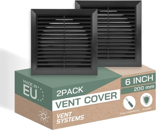 Vista 15 de Vent Systems Cubierta de ventilación negra de 4 pulgadas, cubierta de ventilación de plástico duradero con cuello de montaje y pantalla de malla