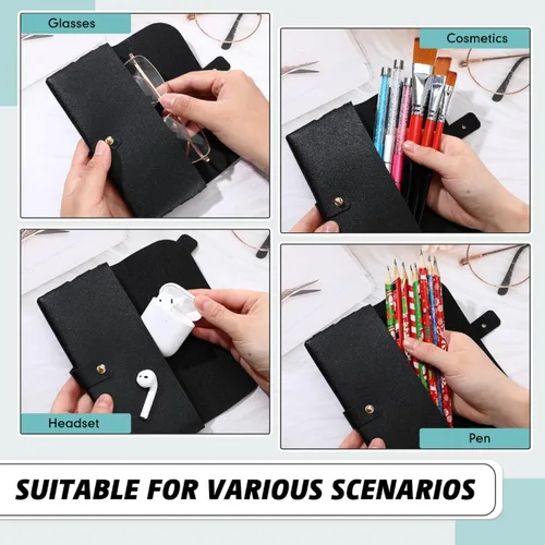 Vista 6 de Nuogo Paquete de 30 fundas para lentes, estuche suave para lentes de sol, bolsa portátil de piel sintética para mujeres y hombres
