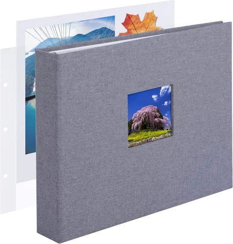 Vista 26 de 1DOT2 8x8 DIY pequeño álbum de recortes con 3 anillas, álbum de fotos con diario, con 30 fundas de plástico, 60 páginas y cubierta de tela