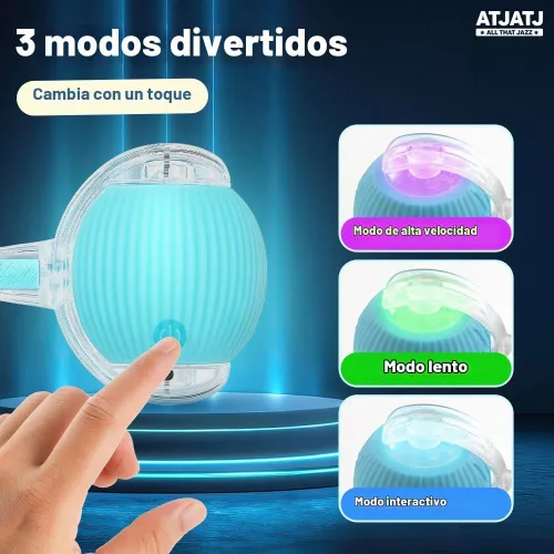 Vista 5 de Pelotas interactivas para gatos de interior, juguete inteligente automatizado para gatos con cola de malla elástica, juguete recargable de 3