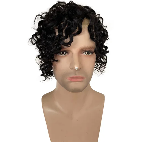 Vista 2 de Voloria Full French Lace Toupee Loose Wave Europeo Cabello Humano Sistemas de Reemplazo para Hombres Hairpiece 10x8inch #1B Color Negro