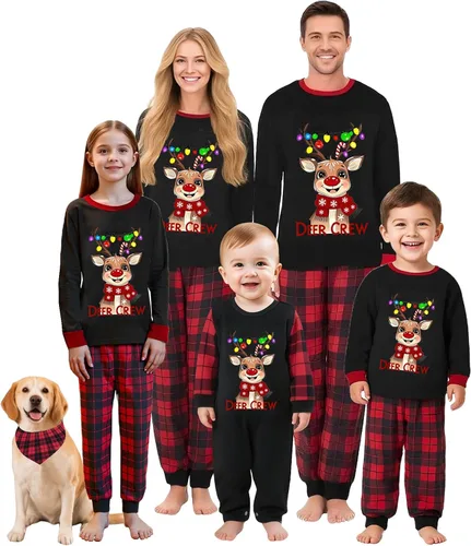 Vista 12 de OAKFashion Conjuntos de Pijamas Familiares de Navidad, Pijamas Familiares a Juego de Navidad Ropa de Dormir Pjs
