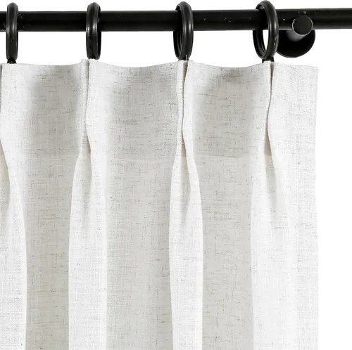 Vista 3 de Frelement Cortinas de oscurecimiento de habitación con forro opaco para dormitorio, cortinas plisadas de lino con aislamiento térmico para sala