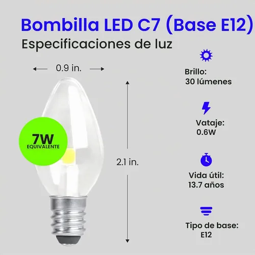 Vista 2 de Feit Electric - Bombilla LED nocturna C7, 0.6 W, 7 W Eq, E12, 4000 K