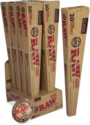 Vista 2 de RAW Caja variada de Conos RAWKET de 20 etapas 7 tamaños diferentes: 1 1/4, King, 98s, Lean, Sobrenatural, Challenger, Emperador