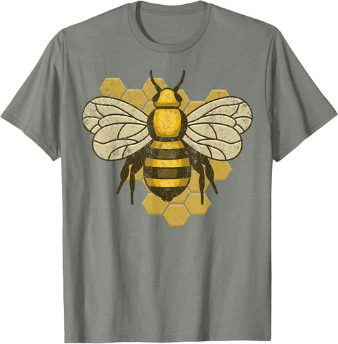 Vista 52 de Retro Beekeeper Beekeeper Honey Bumblebee Vintage Saves Bees T-Shirt Asphalt Grey