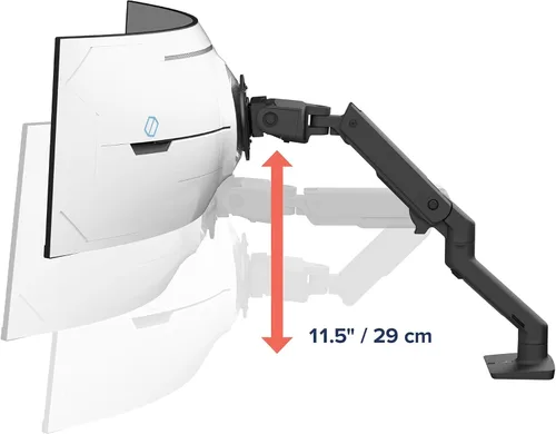 Vista 6 de Ergotron - HX VHD Premium Brazo de Monitor de Juego de Alta Resistencia, Soporte de Escritorio para Monitor Único – para Monitores Ultra Anchos
