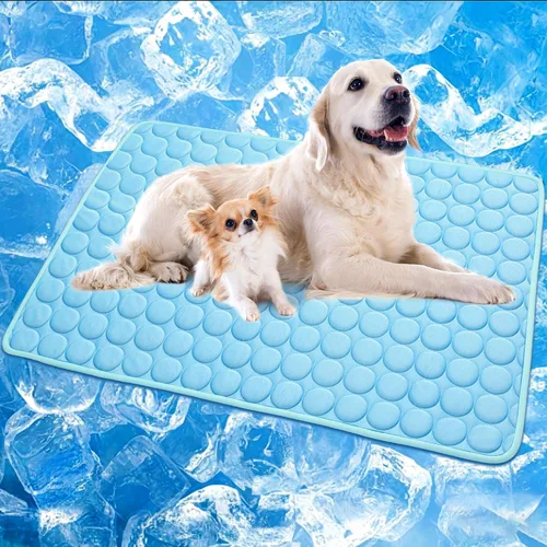 Vista 11 de Alfombrilla de enfriamiento para perros, almohadilla de enfriamiento de seda de hielo para gatos, alfombra de verano lavable para interiores