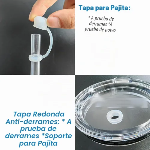 Vista 5 de LUOLAO Tapón de silicona contra derrames para vaso de paja YETI, con tapa
