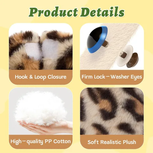 Vista 7 de MorisMos Dúo de Animales de Peluche de Leopardo, Congelables y Aptos para Microondas, Juguete de Leopardo de Brazos Largos para Abrazar, Almohadilla