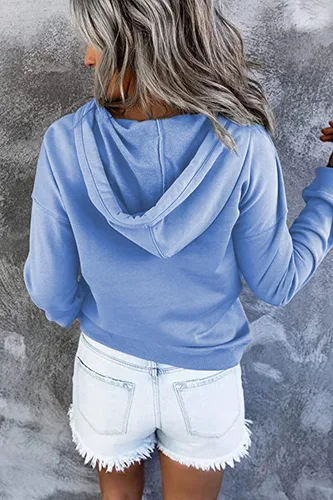 Vista 5 de NEYOUQE Sudaderas de moda para otoño e invierno con botones de cuarto para mujer, estilo casual, de moda, cuello redondo
