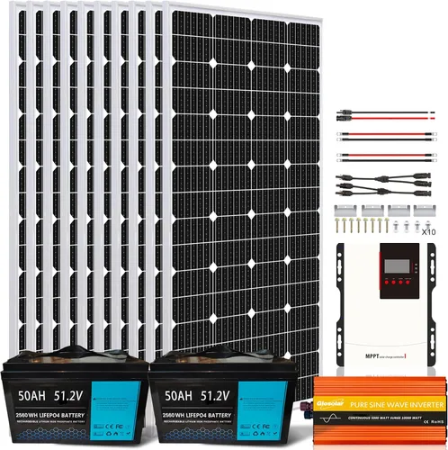 Vista 9 de Kit completo de panel solar de 5.4 KWH con batería e inversor, kit solar de 1350 W 24 V para barco RV, 6 paneles solares de 225 W 12 V, 2