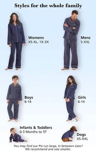 Vista 5 de PajamaGram Pijama familiar de algodón suave pijamas a juego patrones burdeos y azul marino