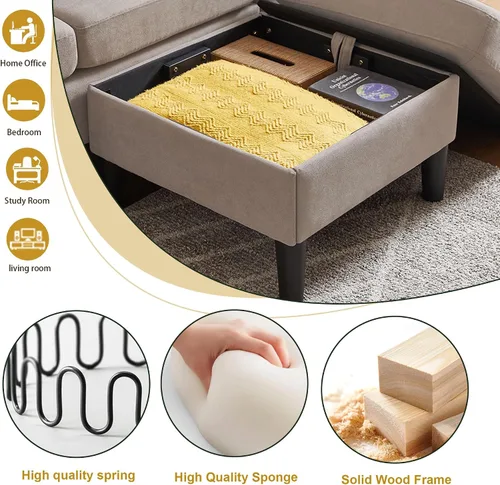 Vista 3 de Juego de sofá modular convertible, sofá en forma de L de 77 pulgadas con otomana y sofá biplaza de 48 pulgadas, sofás modernos para sala de estar