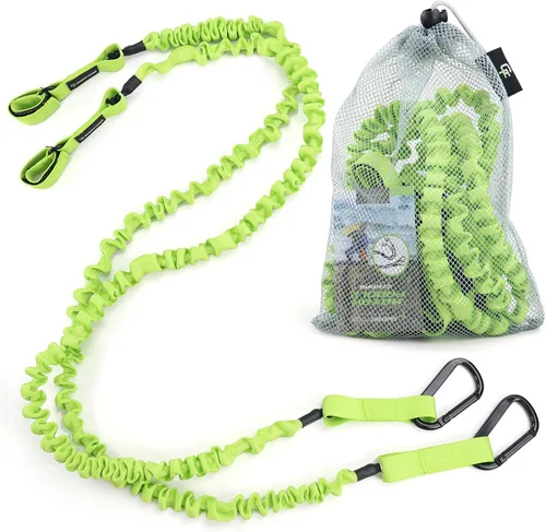 Vista 11 de Gradient Fitness 2 Pack Kayak Paddle Leash, 5-8 Feet Stretchable Paddle Strap with Carabiner Secure Leash Lanyard Rope for SUP Kayak Canoe Paddle