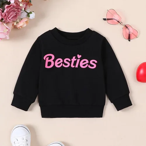 Vista 2 de Covvoliy Mommy and Me Letter Print Matching Family Outfits Long Sleeve Crewneck Casual Sweatshirt T-Shirt