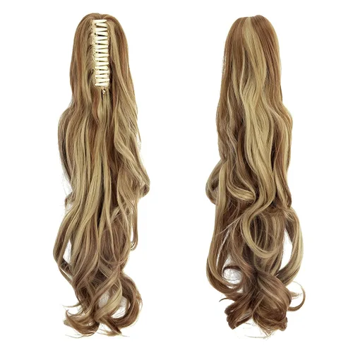 Vista 2 de OMGREAT Extensión de cola de caballo de 18 pulgadas de largo, extensiones de cabello rizado de una pieza con clip en cola de caballo sintéticas