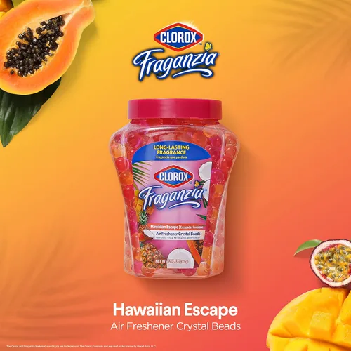 Vista 3 de Clorox Fraganzia Crystal Beads Ambientador con aroma hawaiano de escape, desodorante de habitación de larga duración, cuentas de gel eliminador