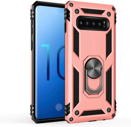 Vista 10 de Funda de grado militar para Samsung Galaxy S10 5G [compatible con S10 5G] Soporte de anillo giratorio de metal con soporte magnético integrado